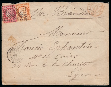 1875 (17.10) Envelope from Alexandria to Lyon, franked