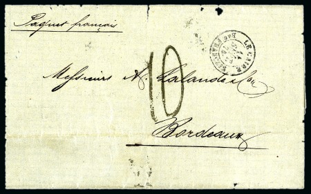 1874 (14.9) Stampless letter from Cairo via the French