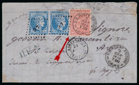 Stamp of Egypt » Greek Post Office » Mixed Frankings 1872 (3.1) Folded cover from Cairo via Alexandria to