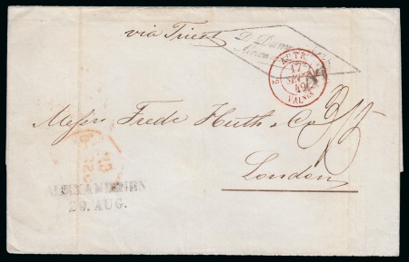 1848 (29.8) Folded stampless entire Alexandria to London,