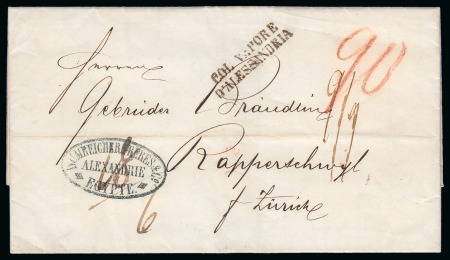 Stamp of Egypt » Austrian Post Offices » Alexandria 1857 (19.1) Folded stampless entire Alexandria to Rapperswil,