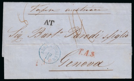 Stamp of Egypt » Austrian Post Offices » Alexandria 1853 (19.11) Folded stampless entire Alexandria to