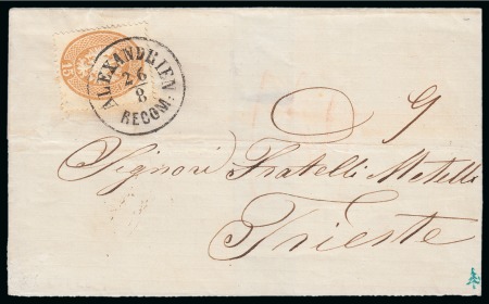 Stamp of Egypt » Austrian Post Offices » Alexandria 1864 (26.8) Folded cover sent registered from Alexandria