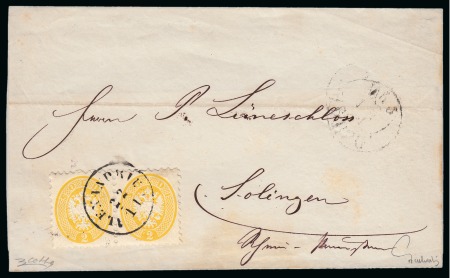 1864/65 (22.11) Folded wrapper to Solingen, Germany