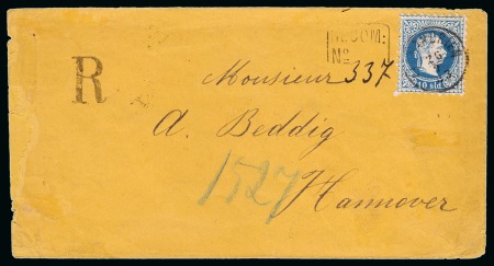 1883 (26.2) Registered envelope to Hannover franked