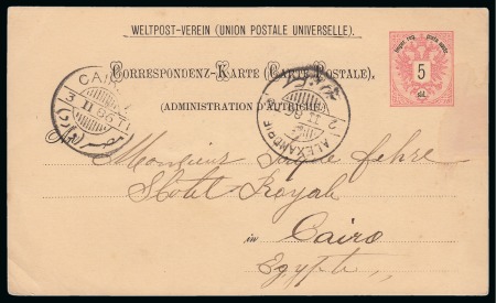1888 (2.12) 1 pi. on 10 kr letter-card, from Alexandria