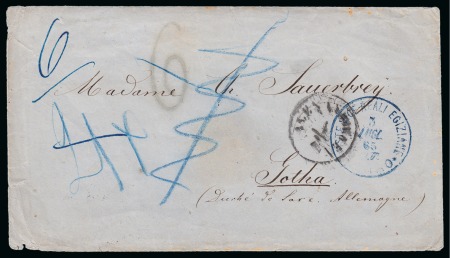 1865 (3.7) Stampless envelope from Cairo via Alexandria