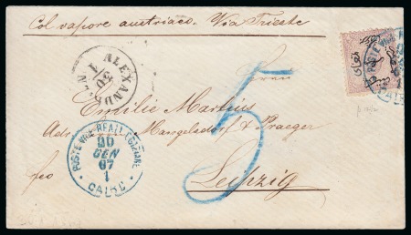 1867 (30.1) Envelope from Cairo to Leipzig, Germany,