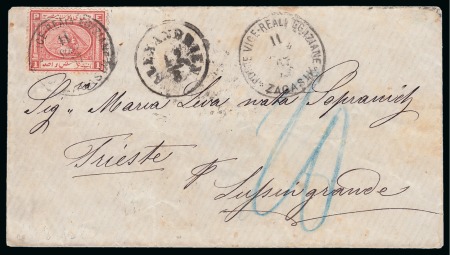 Stamp of Egypt » Austrian Post Offices » Mixed Frankings 1867 (11.8) Envelope from Zagazig via Trieste to Lussimgrande,