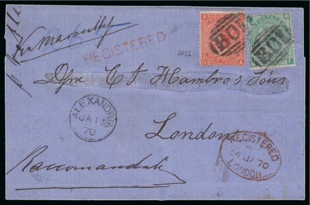 Stamp of Egypt » British Post Offices » Alexandria 1870 (15.1) Large part registered cover from Alexandria