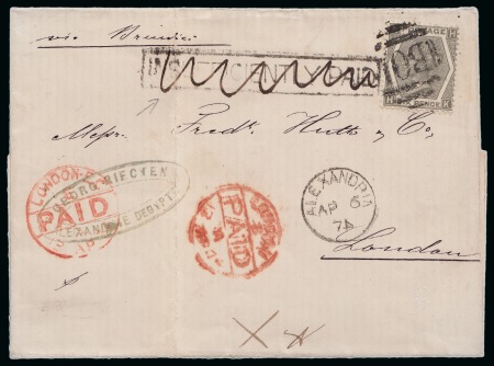 1874 (6.4) Cover from Alexandria to London, with 1872-73