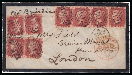 1872 (11.2) Mourning envelope from Suez to London with