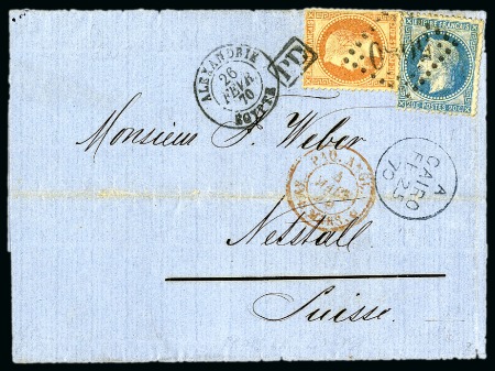 Stamp of Egypt » British Post Offices » Cairo 1870 (25.2) Combination cover from Cairo to Nettstal,