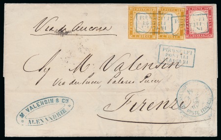 Stamp of Egypt » Italian Post Offices » Alexandria 1863 (19.5) Letter from Alexandria to Florence, franked