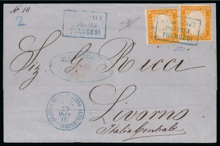 Stamp of Egypt » Italian Post Offices » Alexandria 1863 (21.4) Envelope by French steamer from Alexandria