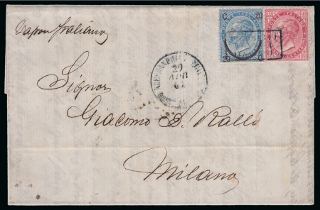 Stamp of Egypt » Italian Post Offices » Alexandria 1865 (29.4) Folded letter sheet from Alexandria to