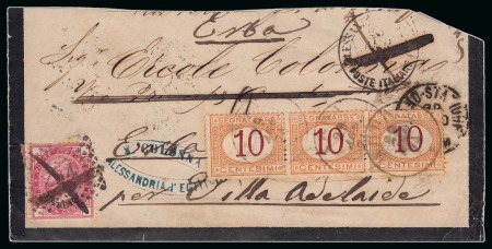 Stamp of Egypt » Italian Post Offices » Mixed Frankings 1874 (23.8) letter from Alexandria to Mainland, franked