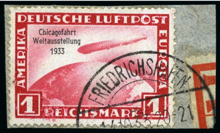 Stamp of Germany » German Empire 1933 Zeppelin Chicagofahrt used set of three