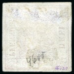 1850 3pf Brick Red with large even margins showing cutting lines of the Saxon system on two sides, used