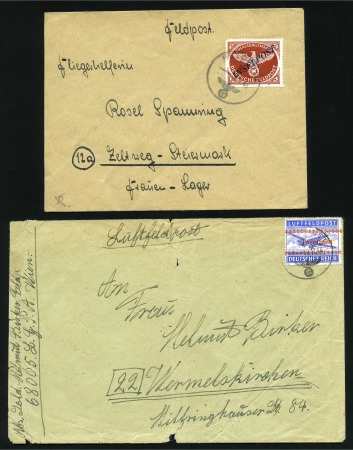 Stamp of Germany » Fieldpost WW II » Fieldpost WW II - Wehrmacht INSELPOST: Pair of covers, one with Agram Inselpost chestnut with dark blue overprint and Crete Inselpost red overprint on ultramarine