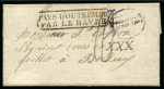 Stamp of Mauritius » Pre-Stamp & Stampless Postal History 1834 (Mar 21) Entire from Port Louis to France with "COL. / POST OFFICE / MAURITIUS" oval hs