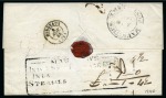 Stamp of Mauritius » Pre-Stamp & Stampless Postal History 1844 (Aug 20) Entire from Port Louis to France with "MAURITIUS / INWD-SHIP-POSTAGE-PD / INLAND / STEAMER" hs