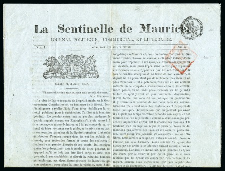 1828-43, Group of gazettes all with "MAURITIUS & DEPENDENCIES" cachets with crowned "G III R" inside and red diamond "INTERNAL REVENUE / MAURITIUS" with GR cypher inside