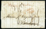 Stamp of Mauritius » Pre-Stamp & Stampless Postal History 1844 & 1847 Pair of covers to France with different "COLONIES & c.ART" hs