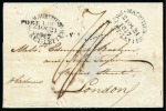Stamp of Mauritius » Pre-Stamp & Stampless Postal History 1817 (Oct 21) Wrapper to England with two strikes of the "MAURITIUS / PACKET LETTER" unframed oval ds
