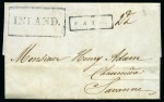 1849 (Mar 2) Entire sent locally to Savanne, top backflap with forwarding annotation