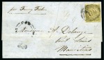 NEW SOUTH WALES: 1852 (Jul 13) Wrapper from Sydney to MAURITIUS with 1850-51 Sydney View 3d emerald green