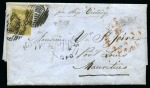 NEW SOUTH WALES: 1851 (Dec 1) Entire from Sydney to MAURITIUS with 1850-51 Sydney View 3d emerald green on soft yellowish wove paper