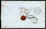 FIRST DAY COVER 1860 (Apr 7) Entire from Port Louis to France with 1860 2d. blue wing marginal pair