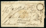 1823 Entire from India to England "via Mauritius" with ms notation on reverse "Forwarded by Your most obdt noble servants / Sampson & Prince"