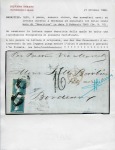 Stamp of Mauritius » 1859 Dardenne Issue (SG 41-44) 1859 Dardenne 2d. pale blue, positions 28 & 13, two singles tied by barred oval cancels to 1860 (Mar 9) entire from Port Louis to France