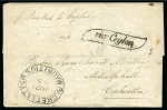 Stamp of Mauritius » Pre-Stamp & Stampless Postal History 1851 (Jun 21) Wrapper to India with double oval Mauritius Packet Letter ds in black (type IIC-2) with "via Ceylon" hs adjacent