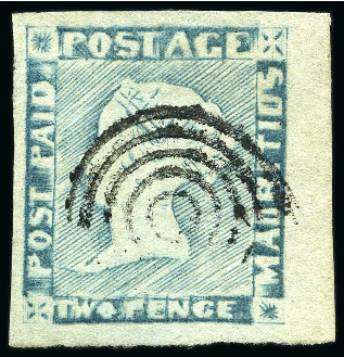 1855-58 Post Paid 2d. blue, position 6, used marginal example