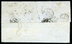 Stamp of Mauritius » 1848-59 Post Paid Issue » Latest Impressions (SG 23-25) 1859 Post Paid 1d. red-brown on bluish, single and strip of three, on cover to France