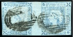 1859 Lapirot 2d. blue, complete plate reconstruction made up of six horizontal pairs 