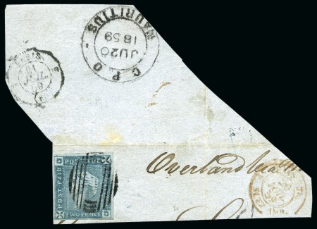 1859 Lapirot 2d. blue, position 11, on piece