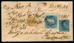 Stamp of Mauritius » 1859 Lapirot Issue 1859 Lapirot 2d. blue on cover in combination with 1859-61 Britannia 6d. on envelope from Port Louis to Calcutta