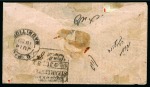 1859 Lapirot 2d. blue on cover in combination with 1859-61 Britannia 6d. on envelope from Port Louis to Calcutta