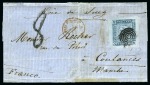 Stamp of Mauritius » 1859 Lapirot Issue » Intermediate Impressions (SG 38) 1859 Lapirot 2d. blue, position 3, on folded cover from Port Louis to France