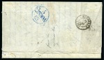 1848-49 Post Paid 2d. blue, position 11, wide to very large margins, neatly tied by bars cancel to folded entire letter to Bordeaux