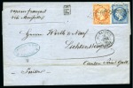 Stamp of Egypt » French Post Offices 1866 (Feb 26) Entire from Alexandria to Switzerland with 1862 40c orange and 20c blue tied by "5080" large number lozenge