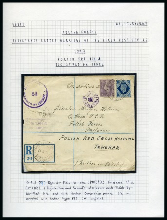 1943 & 1947 Pair of envelopes from the Polish F.P.O. in Egypt & Iraq