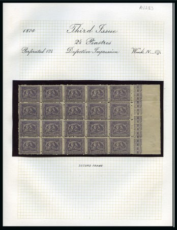 Stamp of Egypt » 1874 Bulaq 1874-75 Third Issue 2 1/2pi perf. 12 1/2 mint right marginal block of 20 with inverted watermark showing varieties