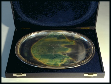 IOC President Samaranch silver presentation plate in silver