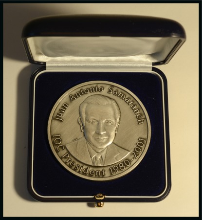 Stamp of Olympics » Pierre de Coubertin and the IOC Juan Antonio Samaranch commemorative medal in white metal