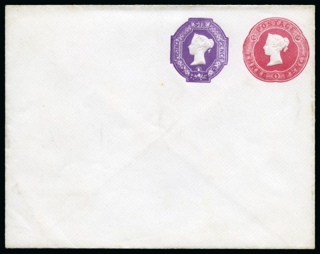 Stamp of Great Britain » Postal Stationery 1872-84, Three different mint envelopes with stamped-to-order embossed 6d, 1s and one 6d and 3d combination